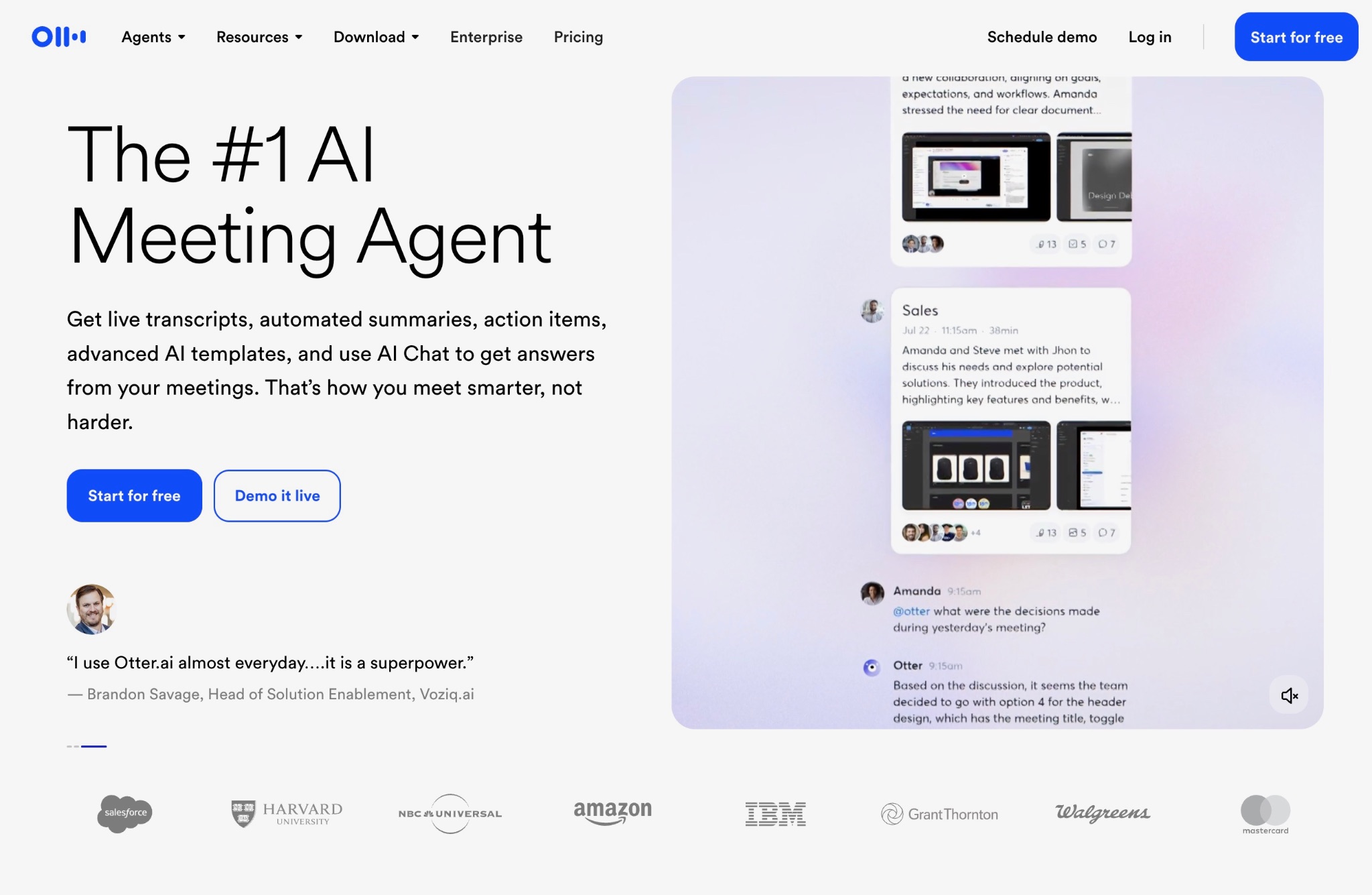 Интерфейс инструмента Otter.ai